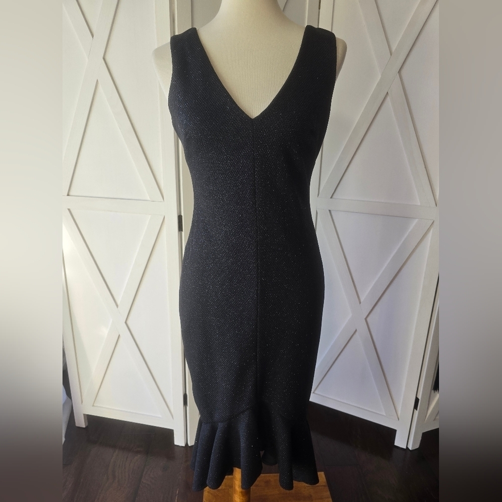 Vince Camuto Flounce-Hem Black Midi Dress - Picture 3 of 12